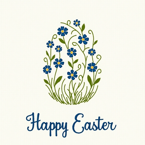 Floral Easter Egg Embroidery Design 4 by Nourdigit