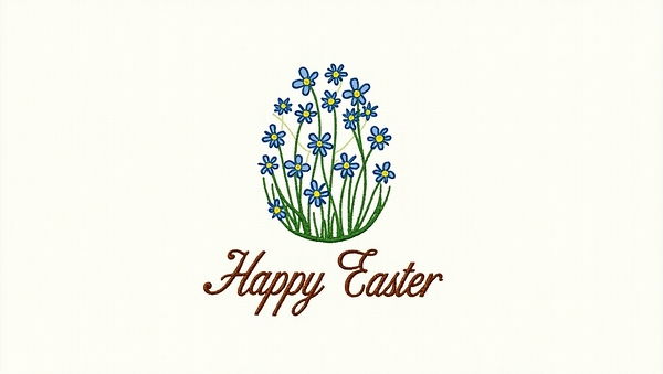 Floral Easter Egg Embroidery Design 3 by Nourdigit