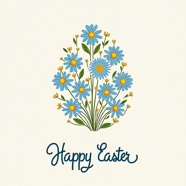 Floral Easter Egg Embroidery Design 6 by Nourdigit