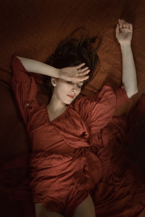 Lady in Red Print