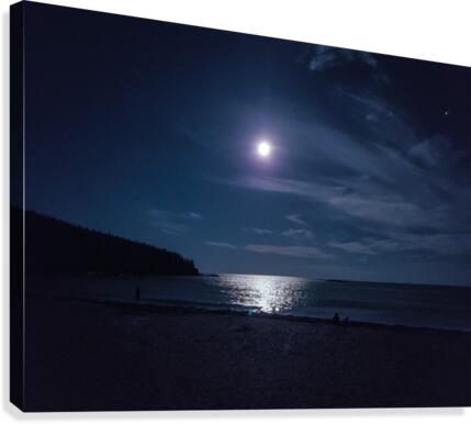 Moonlit Beach in Maine Canvas Print