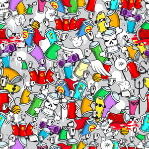 graffiti characters seamless pattern