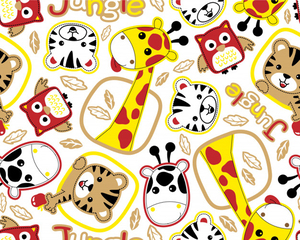 vector seamless pattern nice animals cartoon