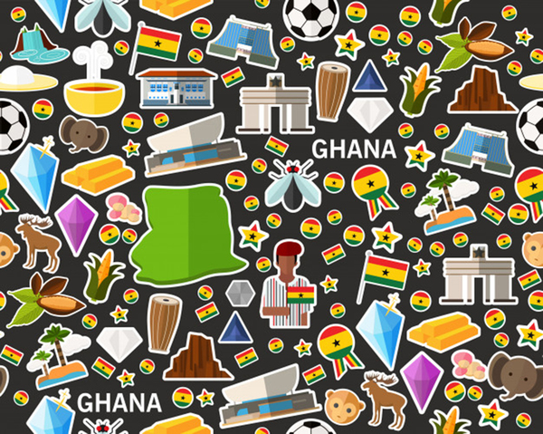 Vector flat seamless texture pattern ghana Print