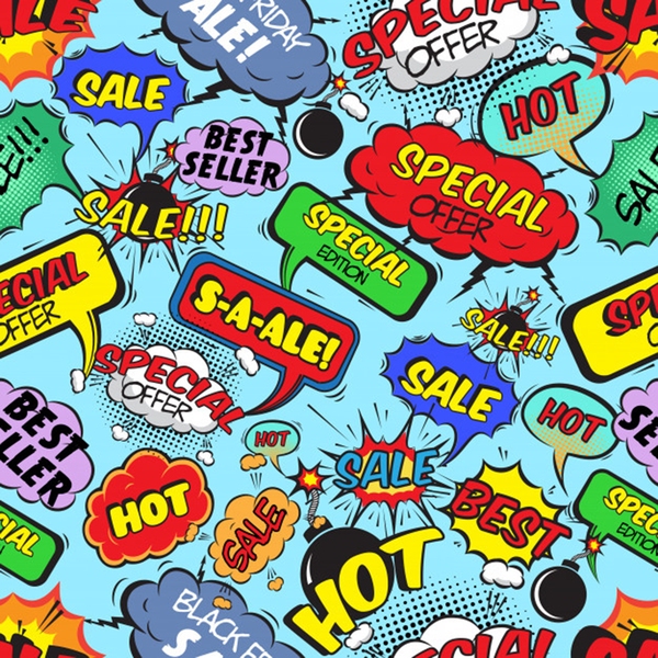 comic bubbles seamless pattern Print
