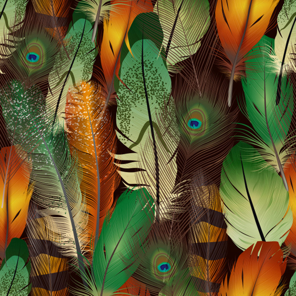 feathers realistic pattern Print