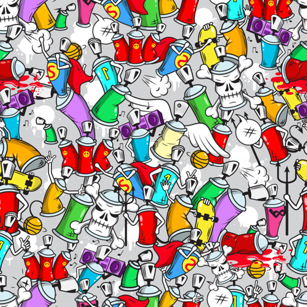 graffity characters seamless pattern art Print