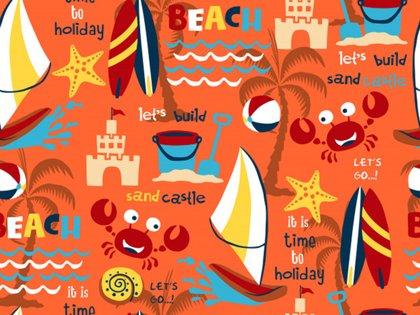 seamless pattern vector beach holiday theme set.j Print