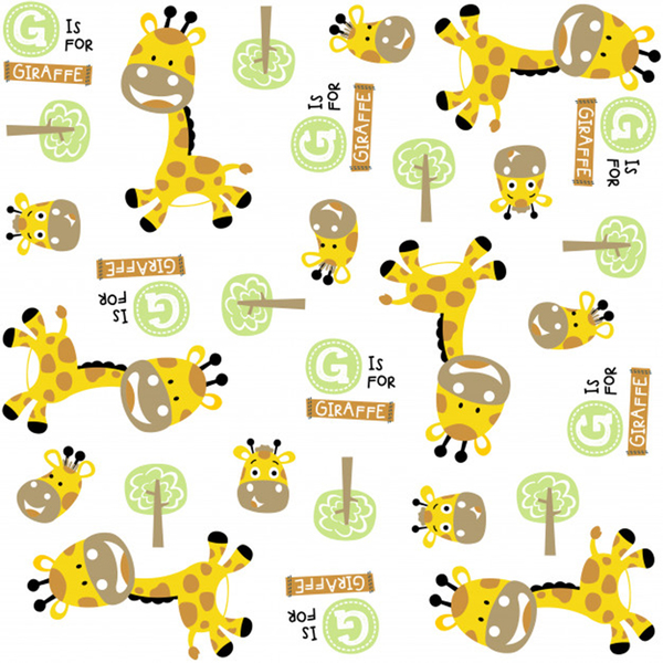 vector pattern with cute giraffe cartoon Print