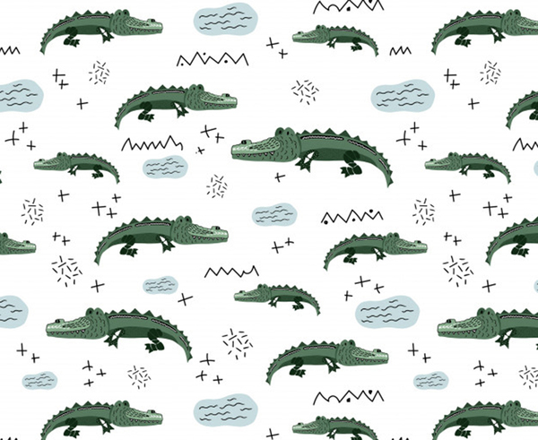 vector seamless pattern with cute crocodiles Print