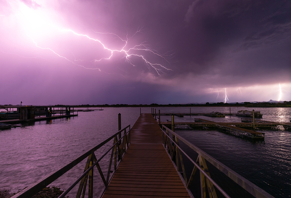 Lightning Storm Over Martinez Lake: Yuma AZ by Shallowshark