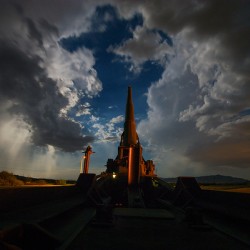 M65 Atomic Cannon Under Stormy Skies: Yuma Proving Ground