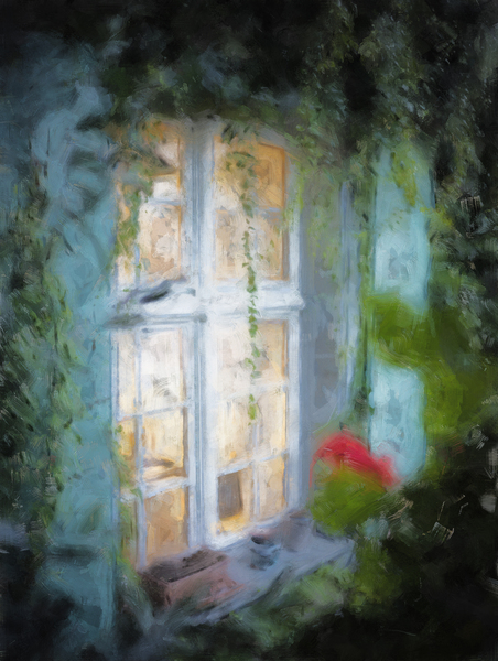 Midnight Garden Window  Print
