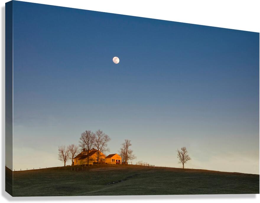 Moon Over Farmhouse Canvas Print