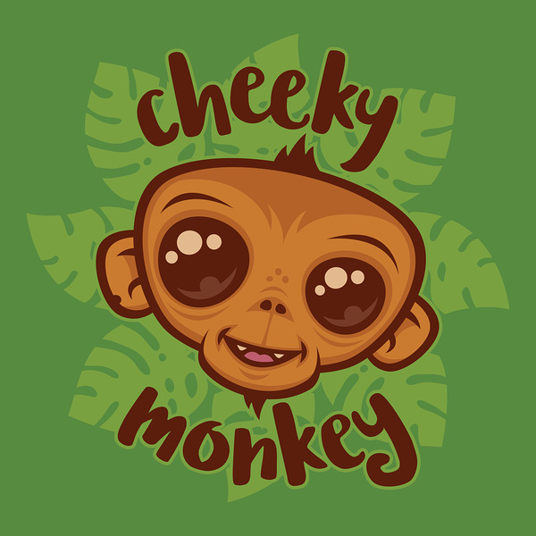 Cheeky Monkey Cute Cartoon Simian Drawing Print