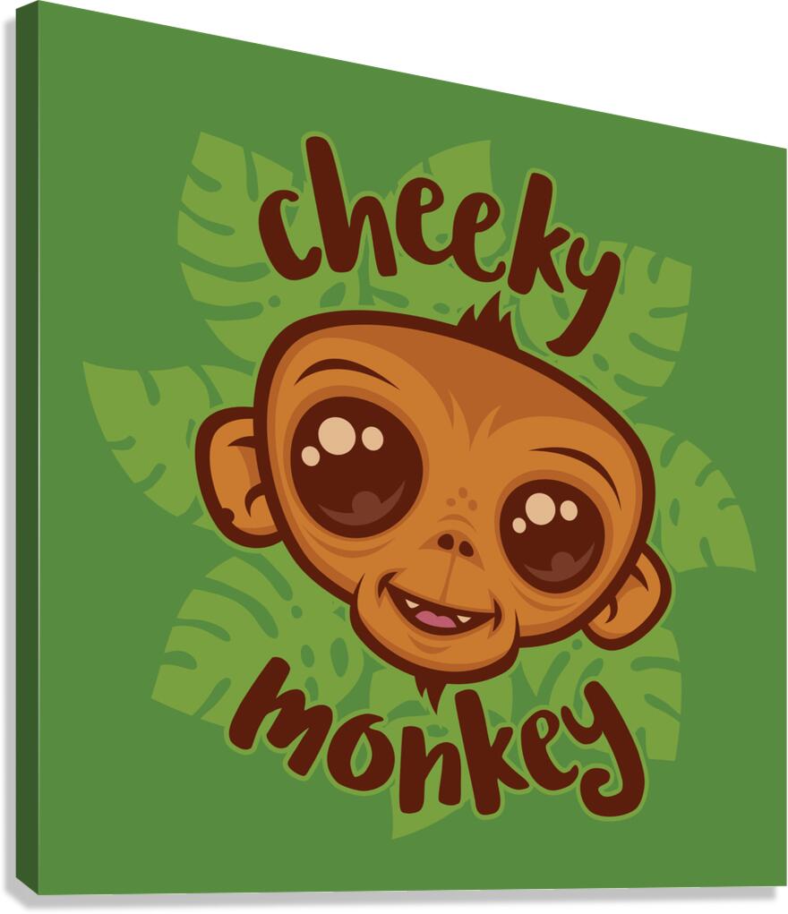 Cheeky Monkey Cute Cartoon Simian Drawing Canvas Print