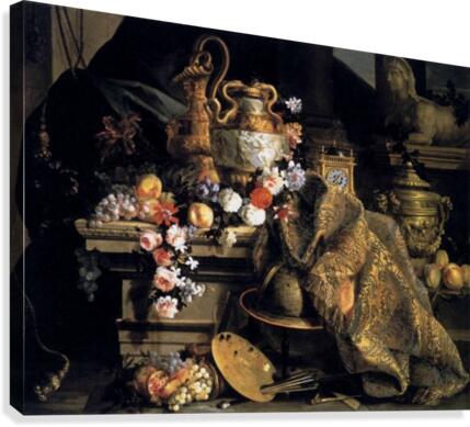 Still life of flowers and fruits Canvas Print