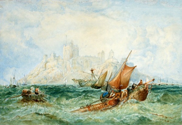 Struggling in Rough Sea Print