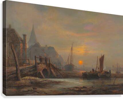 Sunset in a port Canvas Print