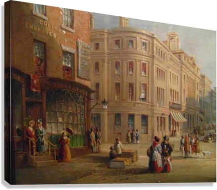 People talking in the street Canvas Print