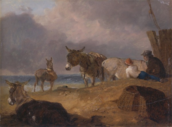 Donkeys and Figures on a Beach Print