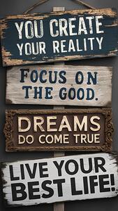 a captivating photo featuring four weathered wood