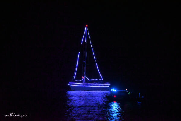 Blue Christmas Boat Print