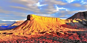 Utah Desert Aerial Photography: Sunset Mountain Panorama