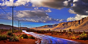 LIMITED EDITION of 10 : Southwest Desert Panorama: Blue Sky and Storm Clouds