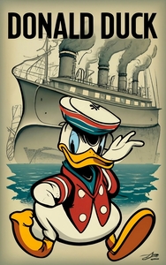 donald duck and ship