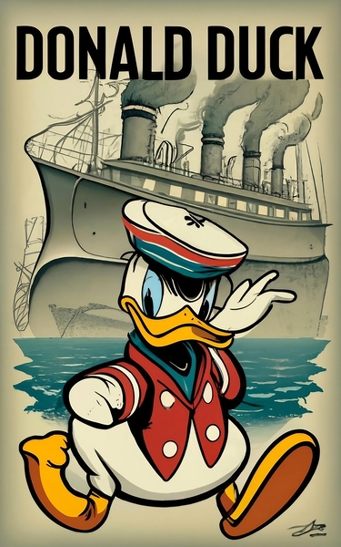 donald duck and ship Print