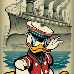 donald duck and ship