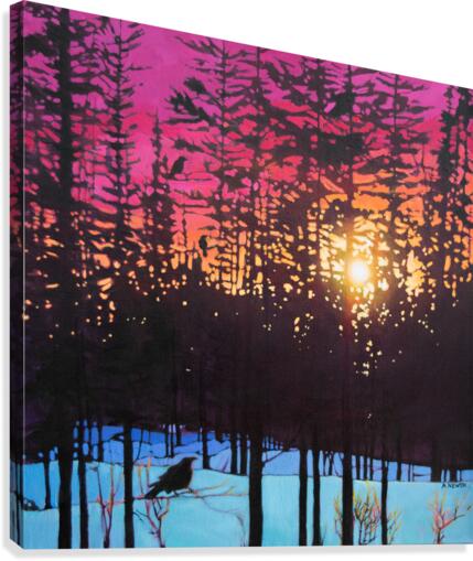 Crows at Sunset Canvas Print