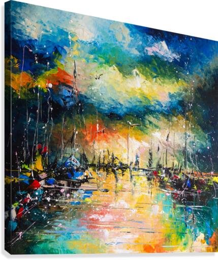 Sunset at harbor Canvas Print