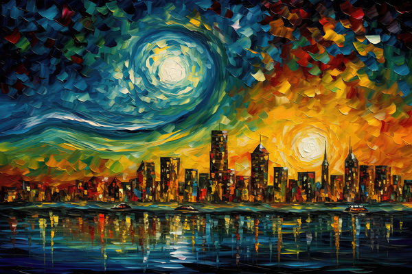 Modern Cityscape Inspirare Starry Night Print