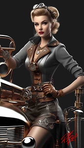  Vintage Pin-Up Sasha Hart with Midnight Cruiser