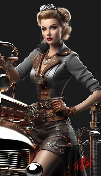  Vintage Pin-Up Sasha Hart with Midnight Cruiser by Rikki Rocx Designs