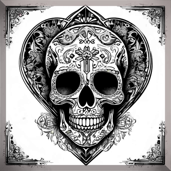  Symbols of Life  Sugar Skulls Hearts and Crosses Print