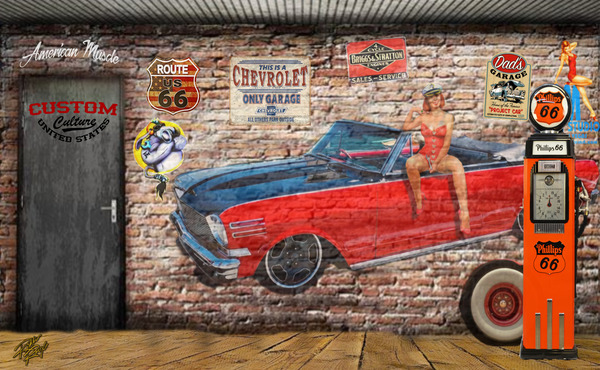 A Brick brown stone garage Print