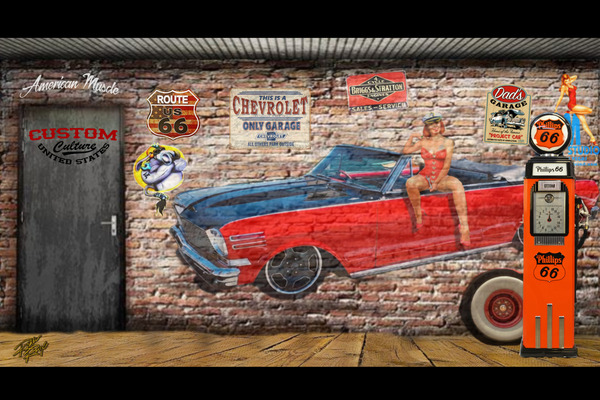 Garage Wall Mural by Rikki Rocx Designs