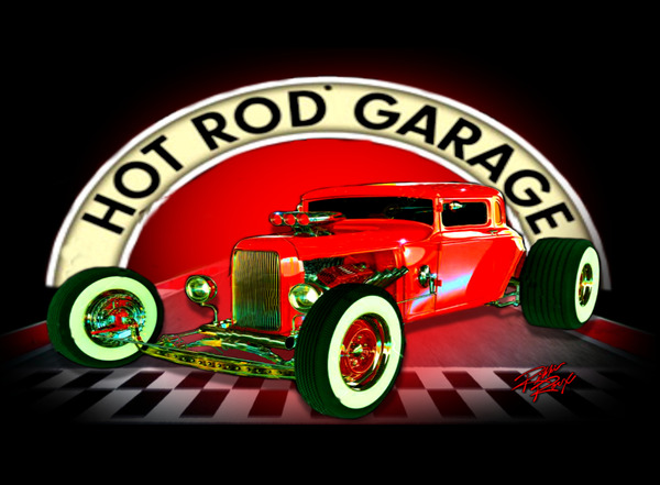 Hot Rod Garage WAll Mural Print