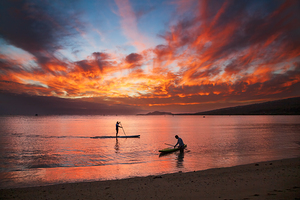 Natures canvas painted in shades of red and gold Maunalua Bay Hawaii.