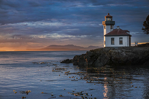 Last Light at Lime Kiln Lighthouse San Juan Island