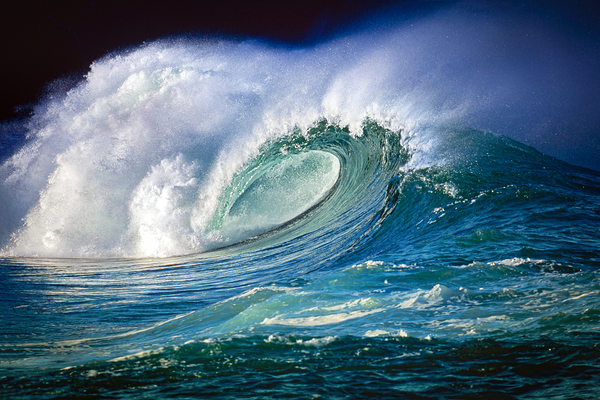 The awe-inspiring beauty of the Waimea shorebreak. Print