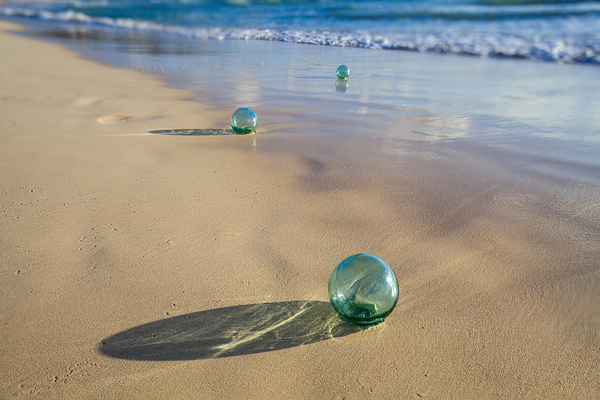 Glass Floats on Golden Sand Hawaii Print