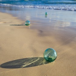 Glass Floats on Golden Sand Hawaii