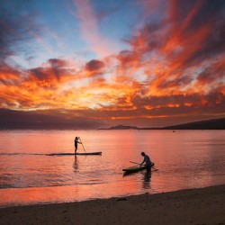 Natures canvas painted in shades of red and gold Maunalua Bay Hawaii.