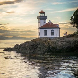 Fall Evening at Lime Kiln Lighthouse San Juan Island