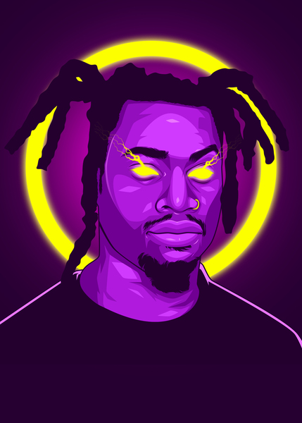 Denzel Curry Neon Rapper by Colorize Studio
