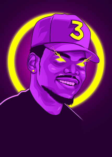 Chance The Rapper Neon Rapper by Colorize Studio